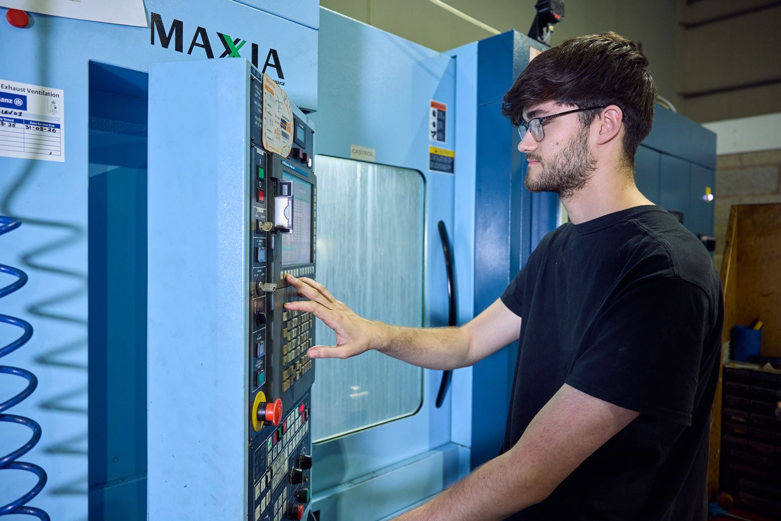 Tom setting up our MATSUURA H.PLUS-300 15 PALLET HORIZONTAL CENTRE